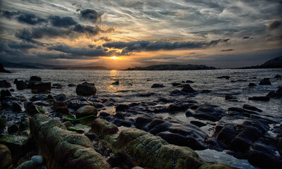 Seashore at low tide at sunset - 764649397