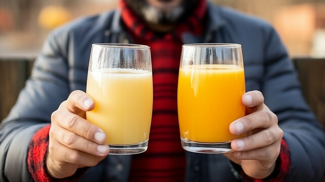 man drinking orange juice  high definition(hd) photographic creative image