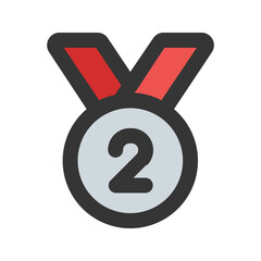 silver medal line color icon