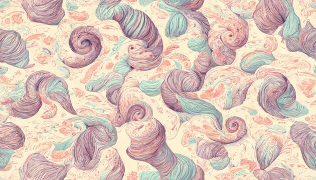 seamless pattern withPastel Swirls Ocean Waves Electric 