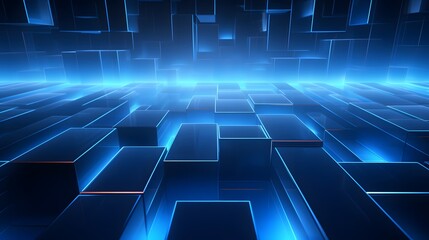 Fototapeta premium 3d rendering of black and blue abstract geometric background. Scene for advertising, technology, showcase, banner, game, sport, cosmetic, business, metaverse. Sci-Fi Illustration. Product display