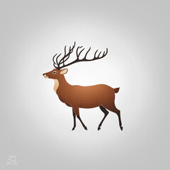 Flat logo illustration of "deer" ver4 colorful background