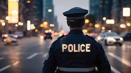 Police Man Directing Traffic On Highway. Generative AI