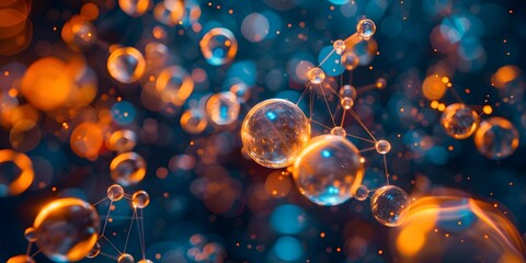 Explore the intricate world of molecular structures and chemical bonds in this photo. Concept Chemistry, Molecules, Science, Structure, Bonds - obrazy, fototapety, plakaty