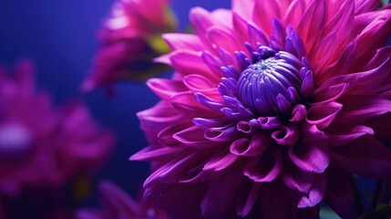 Gorgeous purple bloom of the pompon dahlia - obrazy, fototapety, plakaty