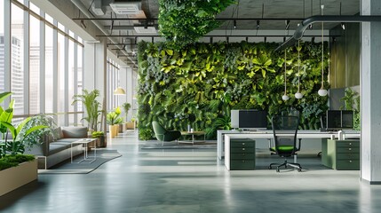 Eco friendly green office building, modern style