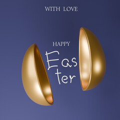 Happy Easter holiday banner. Greeting banner. 3d render. Space for text.