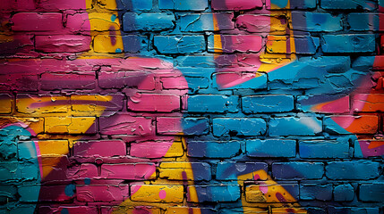 Naklejka premium Bright street art graffiti style in city alley