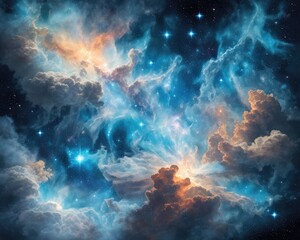Dramatic dark sky space universe with cloudy sky