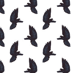 Christian card and hand drawn bird pattern.Ink handwriting inscriptions.Bird pattern.Typography and lettering.