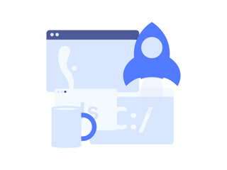 Programming teaching development flat character vector concept operation hand drawn illustration
