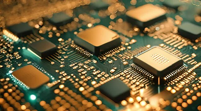 Futuristic Representation of Integrated Circuits and Binary Code.