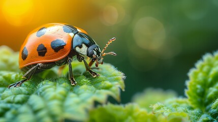 Close Up of a Ladybug on a Plant