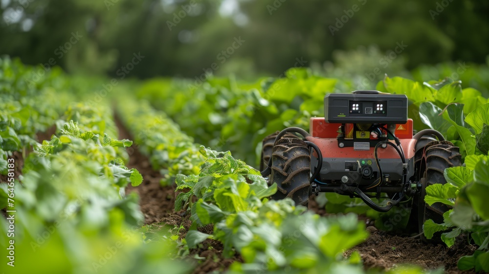 Poster Automated Tractor Navigating Between Rows of Crops in a Field