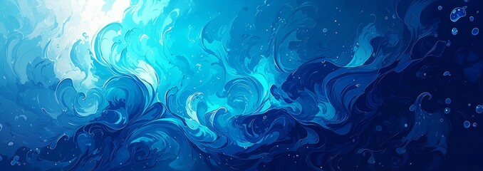 Abstract blue wavy background with copy space, dark blue background