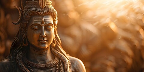 Depiction of Hindu deity Shiva in a sacred and transcendent light. Concept Hindu Deity Shiva, Sacred Depiction, Transcendent Light - obrazy, fototapety, plakaty