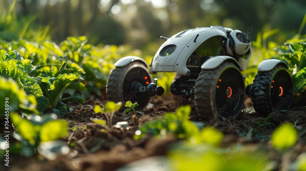 Poster Autonomous Farming Robot Navigating Through a Crop Field at Sunrise