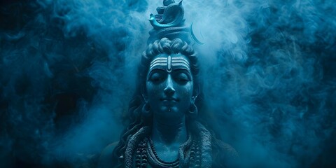 Image capturing the transcendental beauty of Lord Shiva in a spiritual setting. Concept Spiritual Photography, Religious Art, Divine Sculptures, Sacred Sites