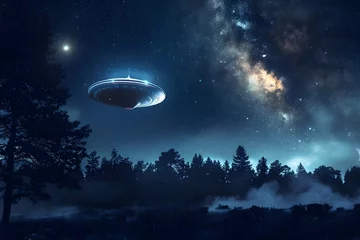Foto op Plexiglas UFO in the night forest © Rod T