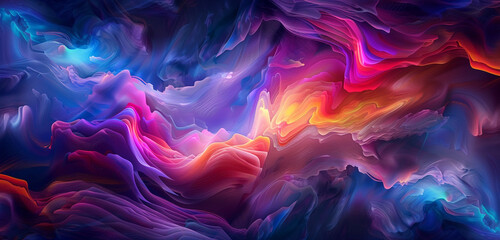 Intricate symphonies of flowing gradients create an ethereal abstract atmosphere. - obrazy, fototapety, plakaty