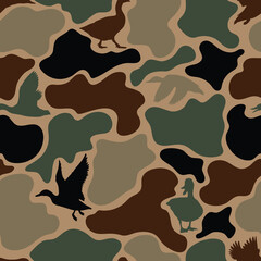vector seamless duck hunter camouflage pattern, duck hunting camo, hunter camo