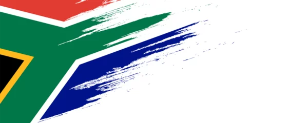 Fotobehang South Africa Flag with Brush Paint Style Isolated on White Background © WzKz