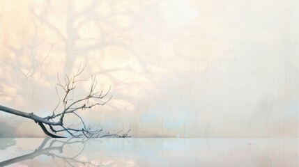 Silhouette of dried tree branch pattern against isolated pastel background Copy space sky