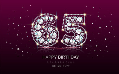 Birthday numbers anniversary 65 sixty-five years