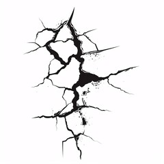 simple cracked line art vector icon of an isolated crack on white background