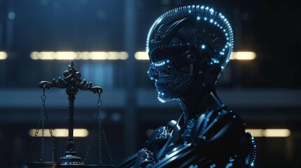 AI ethics and legal concepts artificial intelligence law and online technology of legal regulations Controlling artificial intelligence technology is a high risk. - obrazy, fototapety, plakaty