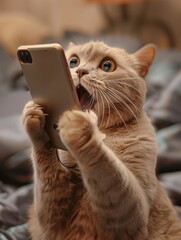the cat on a cell phone who saw something funny