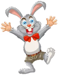 Foto op Aluminium Kinderen Happy rabbit character celebrating with a wide smile.