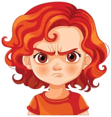 Fotobehang Kinderen Vector illustration of a frowning young girl