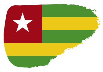 Togo flag with palette knife paint brush strokes grunge texture design. Grunge brush stroke effect