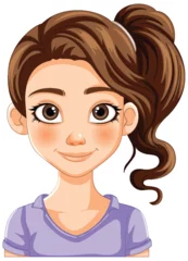 Poster Illustration of a cheerful girl with brown hair. © GraphicsRF