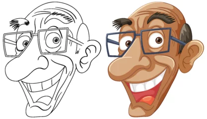 Zelfklevend Fotobehang Two cartoon faces showing different expressions. © GraphicsRF