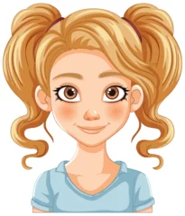 Tuinposter Kinderen Vector illustration of a smiling young girl