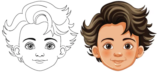Fototapete Kinder Vector transition from line art to colored portrait