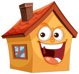 Animated house with a cheerful, lively expression.