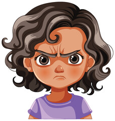 Vector illustration of a girl with an annoyed expression.