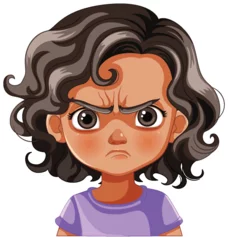 Stoff pro Meter Kinder Vector illustration of a girl with an annoyed expression.