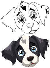 Vector graphic of a cute spotted puppy with big eyes