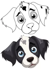 Türaufkleber Kinder Vector graphic of a cute spotted puppy with big eyes