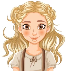 Stoff pro Meter Kinder Illustration of a cheerful young girl with blonde hair.
