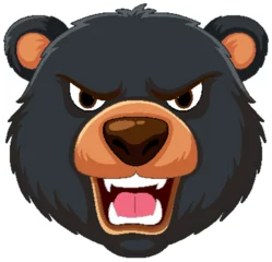 Runde Wanddeko Kinder Vector graphic of an angry bear face