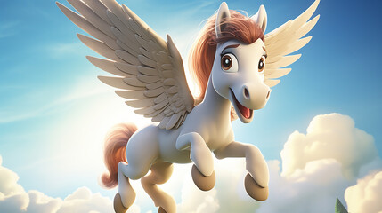 cartoon 3d illustration A horse with wings that has  - obrazy, fototapety, plakaty