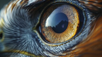The fusion of a hawk's eye with a camera lens underscores the crucial role of precision and clarity in photography and surveillance tech.