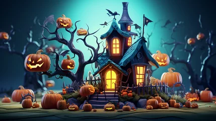 Foto op Plexiglas cartoon 3d illustration Photo halloween holiday decorat © BOCAH