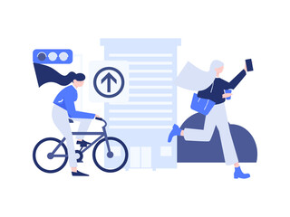 Flat vector concept operation hand drawn illustration of people taking a taxi
