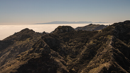 Views from the top of the mountain, with the island of Gran Canaria in the background.